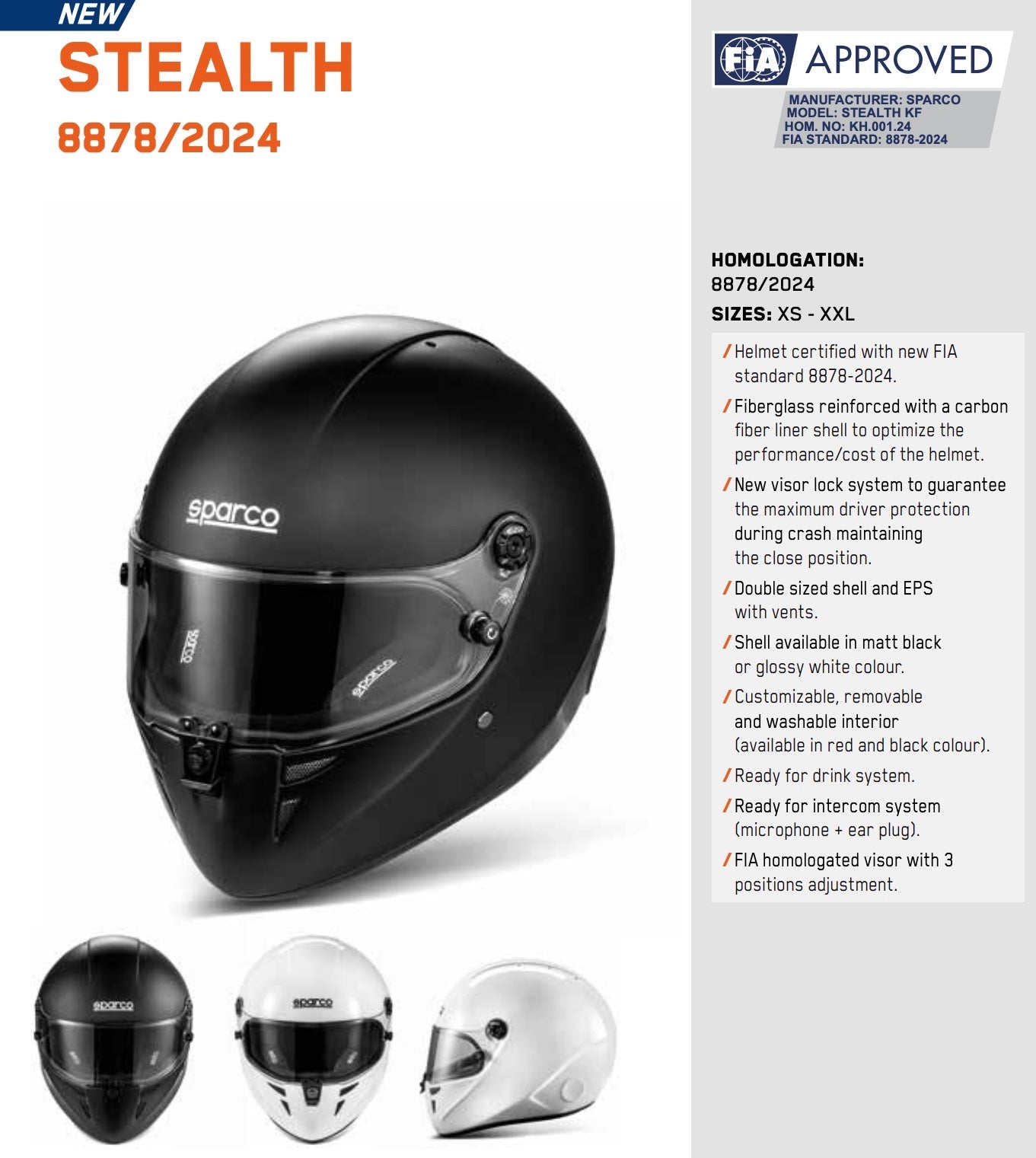 Sparco Stealth Karting Helmet | FIA 8878-2024