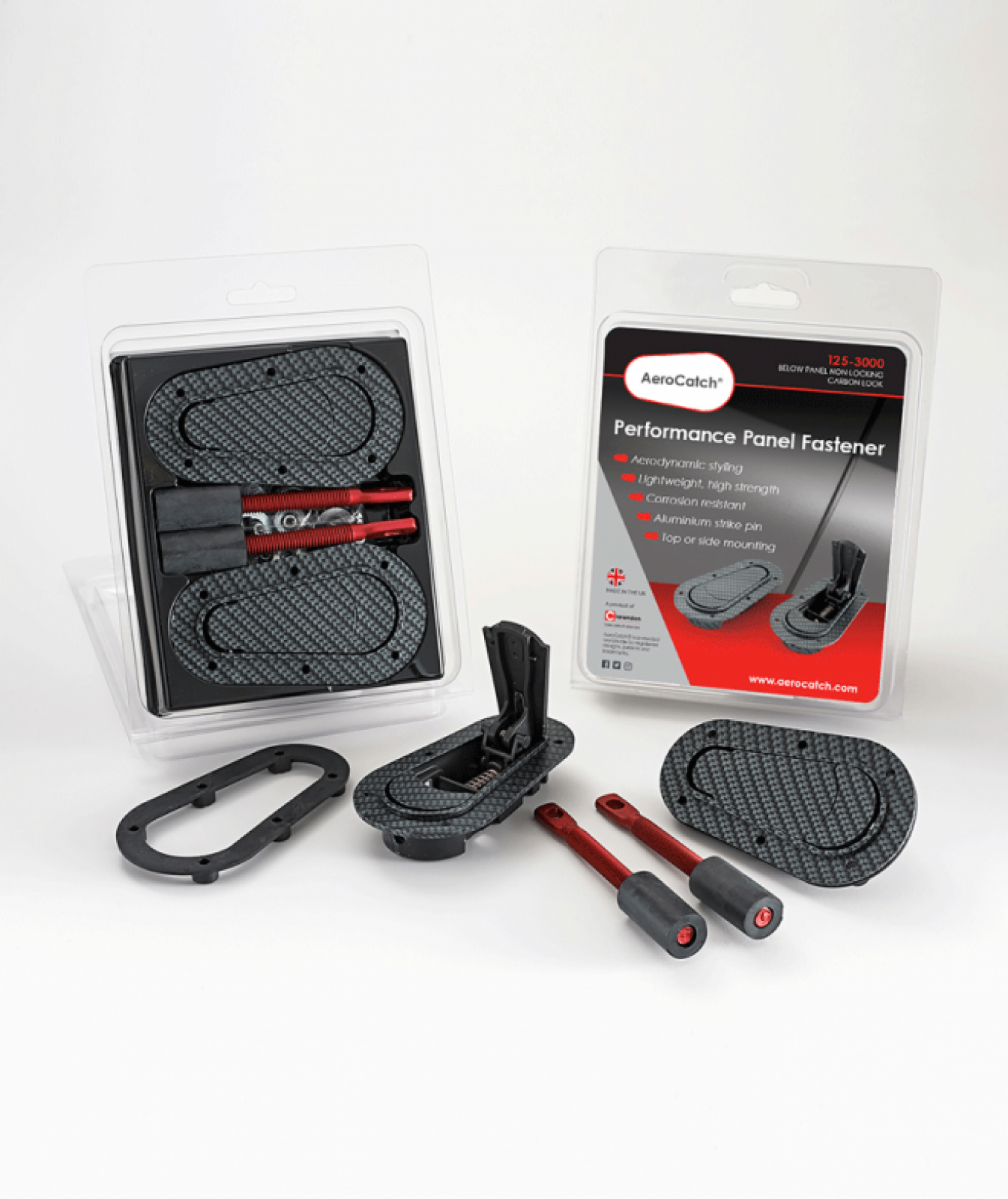 AeroCatch 125 Series Carbon Fiber look Non-Locking Hood Pins