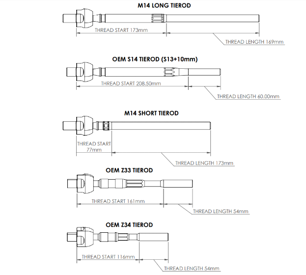 GKTech M14 Super Adjustable Inner Tie Rod